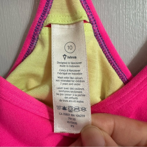 Ivivva by Lululemon Pink Racerback Activewear Tank Top Size 10 - Picture 5 of 10